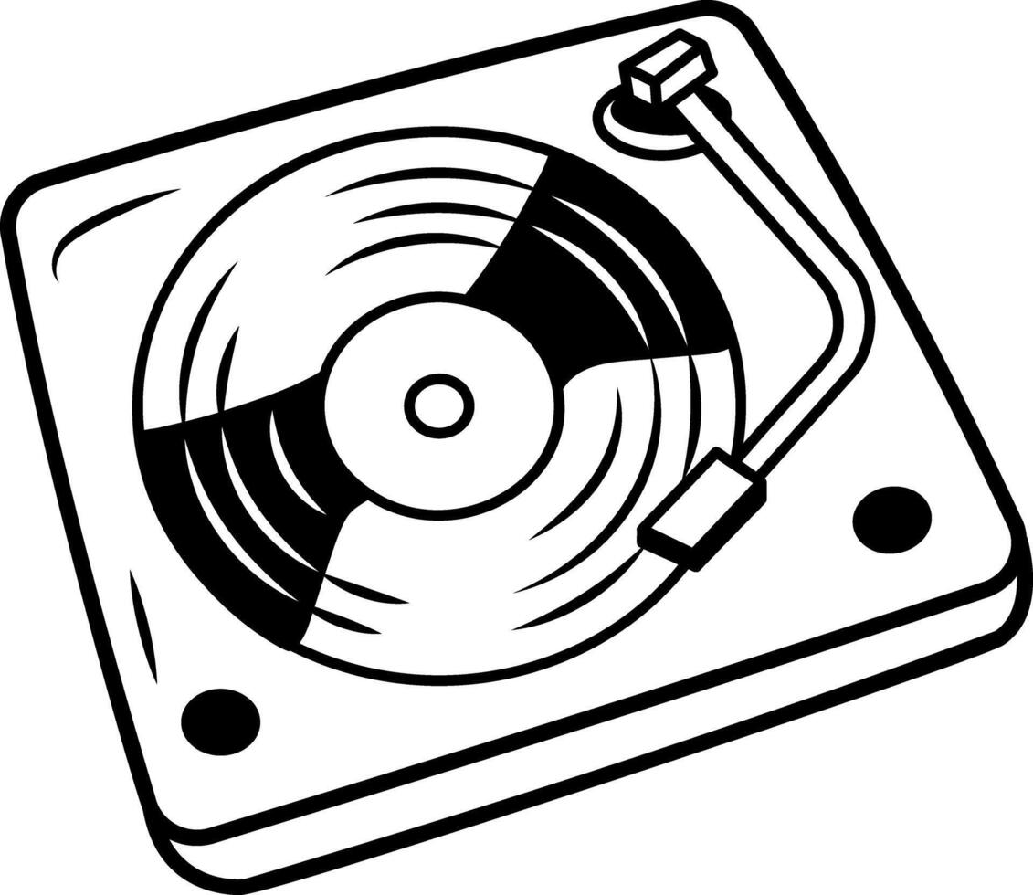 A doodle style icon of vinyl record vector