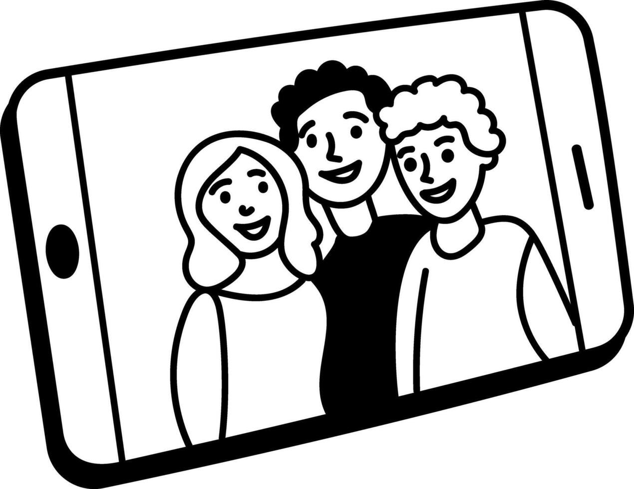 Mobile selfie icon in drawing style vector