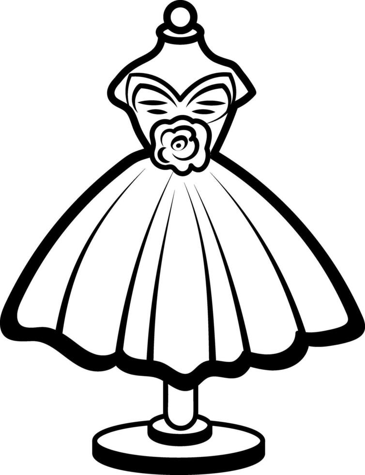 Beautiful party dress icon in doodle style vector