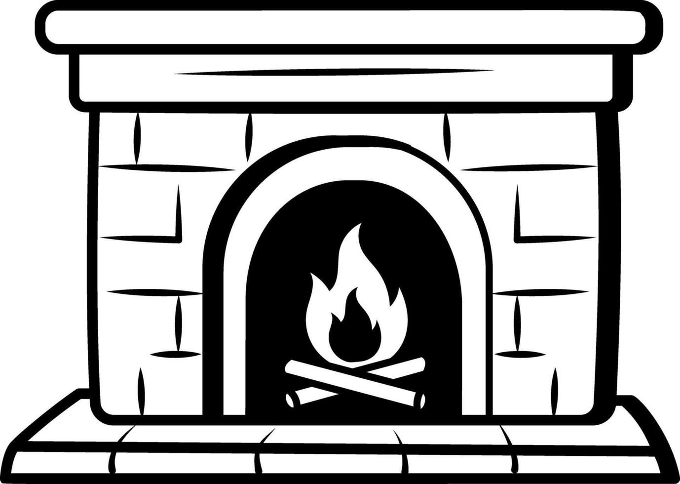 Cozy fireplace icon in doodle style vector