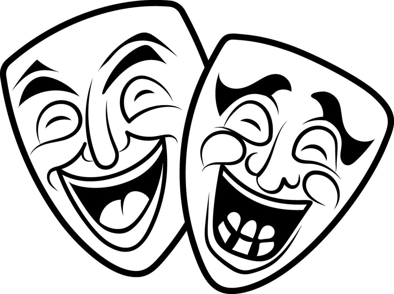 Comedy masks icon in doodle style vector