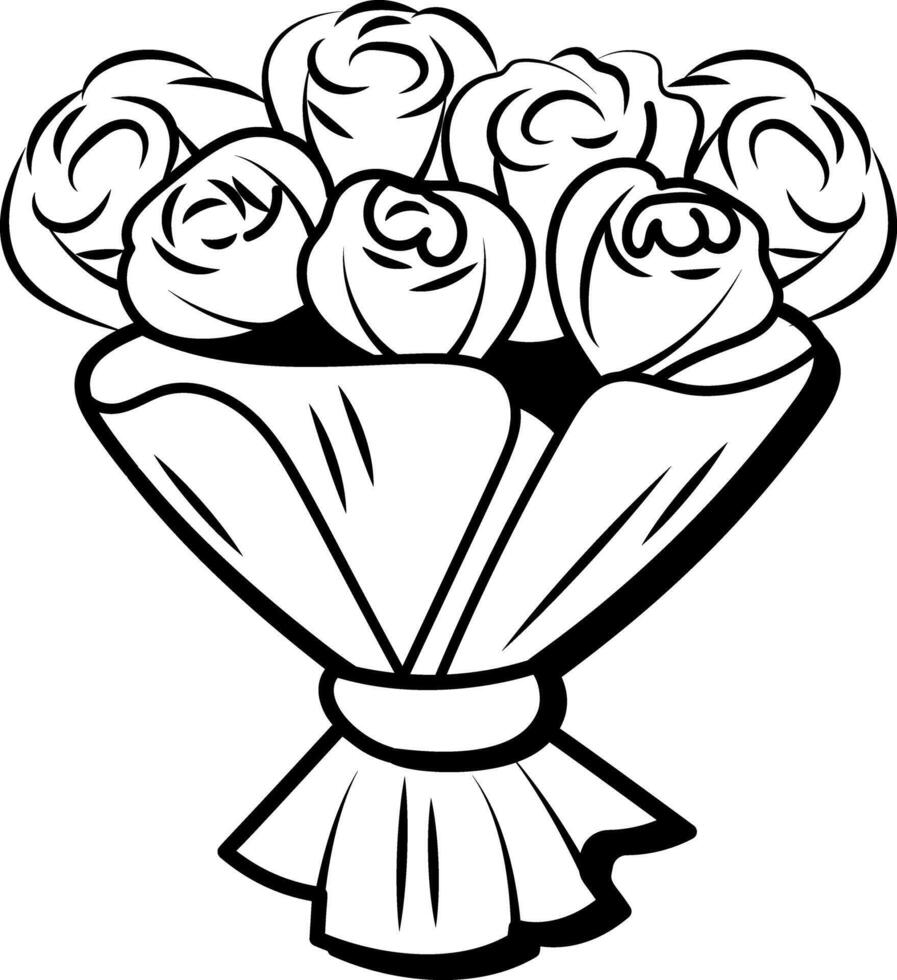 Flower bouquet icon in doodle style vector