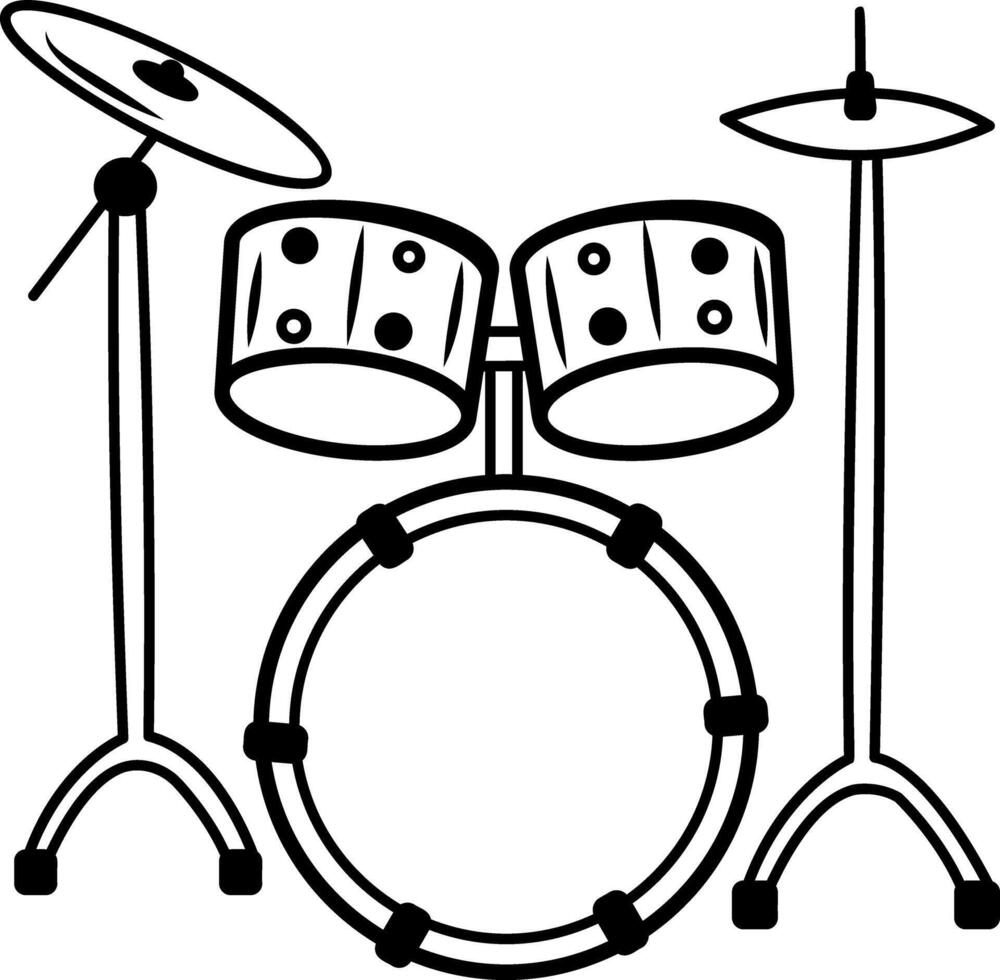 Drum set icon in hand drawn style vector
