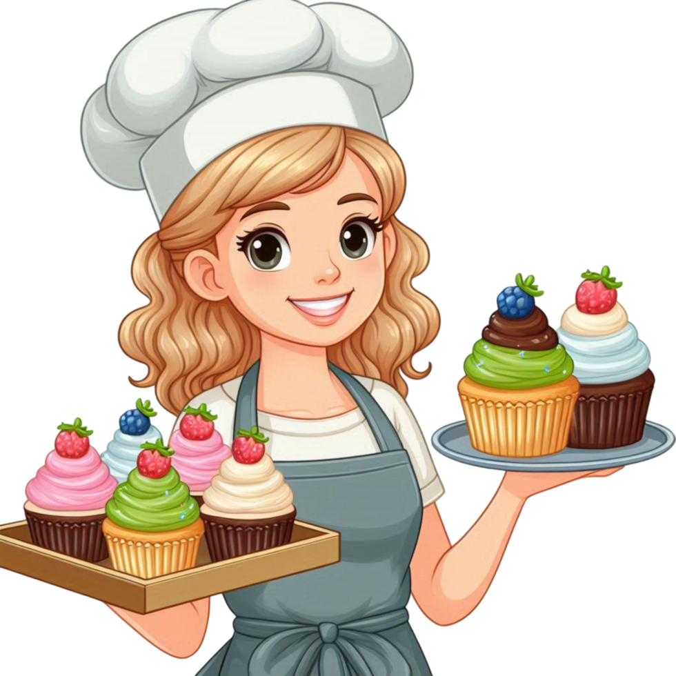 Chef with Cupcake Tray png