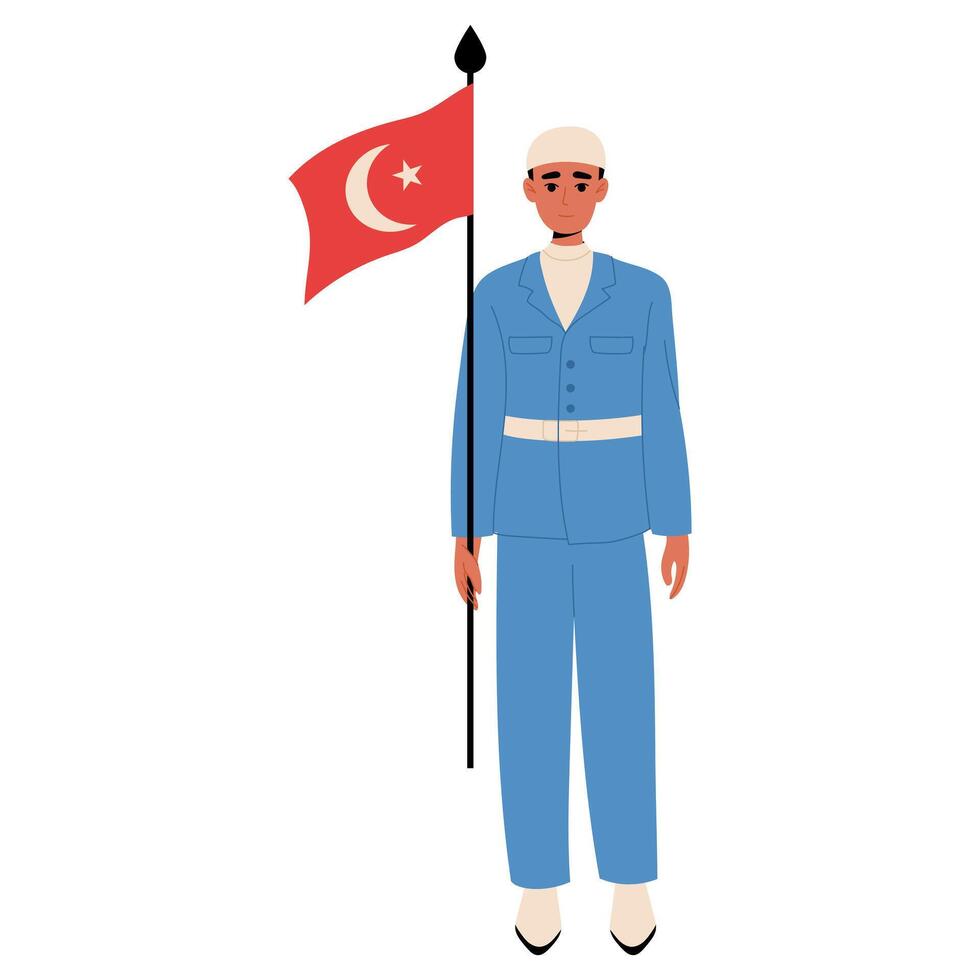 Man in uniform in parade on the Turkish Victory Day holiday vector