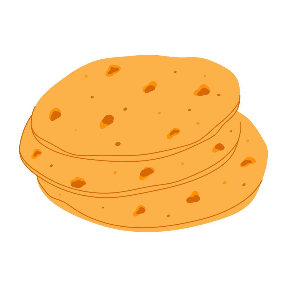 Flatbread. Traditional Middle Eastern food. Hand drawn illustration vector