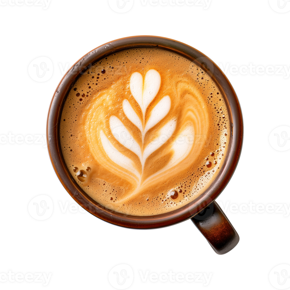 Heartful Coffee in a Rustic Brown-Tinted Mug png