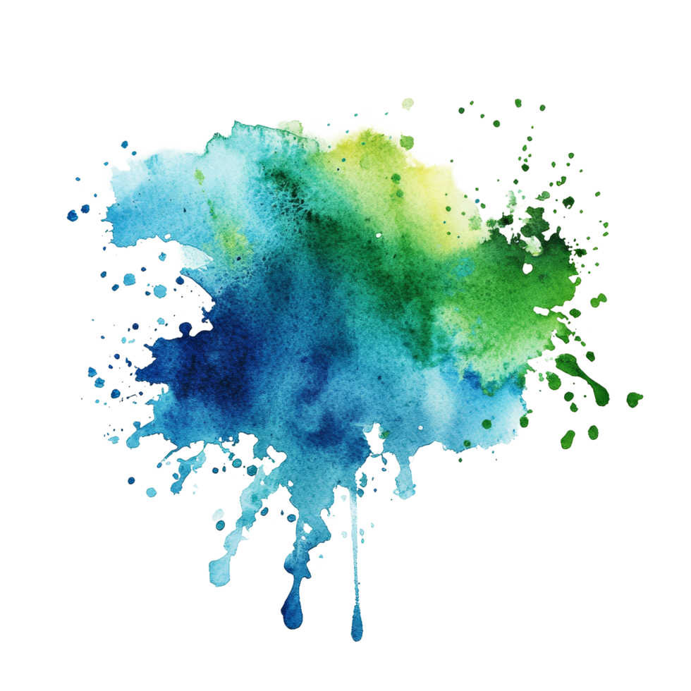 Bluegreen watercolor splash isolated on transparent background showcasing vibrant transparent tones, green water splash isolated on transparent background png