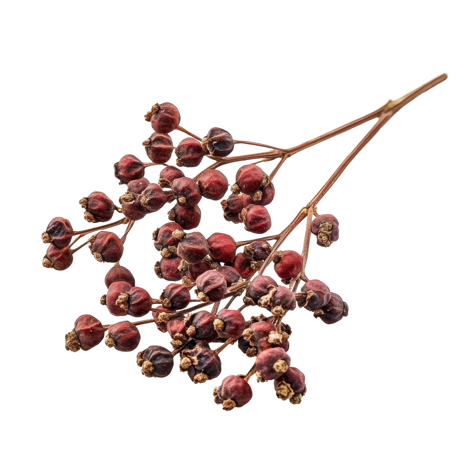 Fresh Szechuan pepper fruits from Zanthoxylum piperitum on a transparent background showcasing their unique appearance, Szechuan pepper Zanthoxylum piperitum, fruits isolated against on transparent png