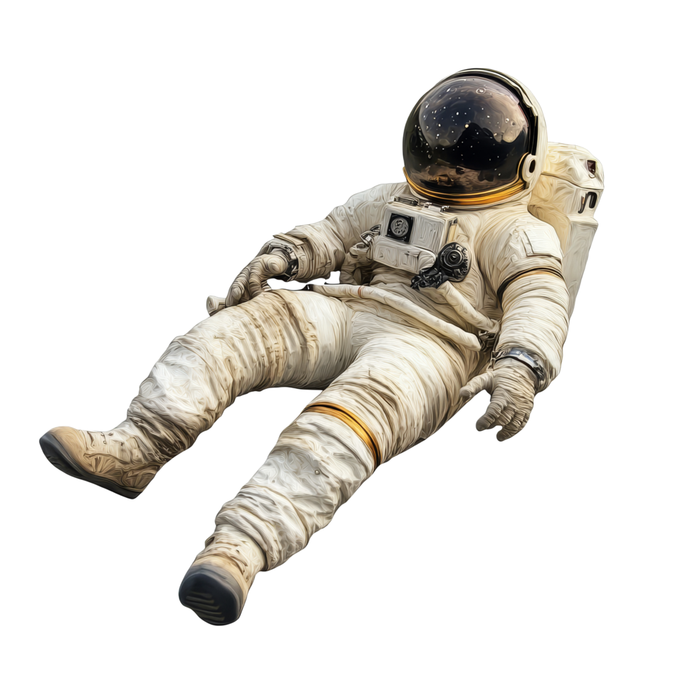 Solitary astronaut resting on a transparent background with a transparent hue in an expansive void, Astronaut isolated on transparent background png