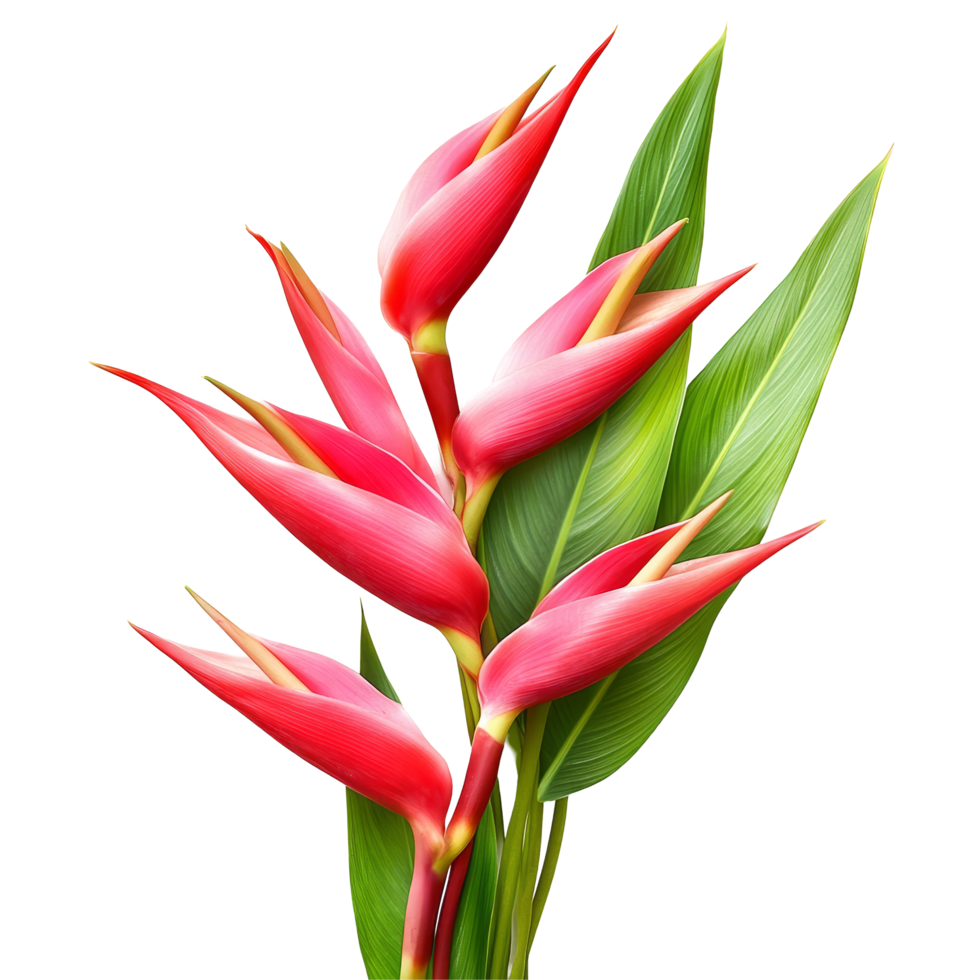 Bright heliconia flowers arranged in a vibrant bouquet against a neutral background, heliconia Flowers Floral Bouquets flowers with transparent background png
