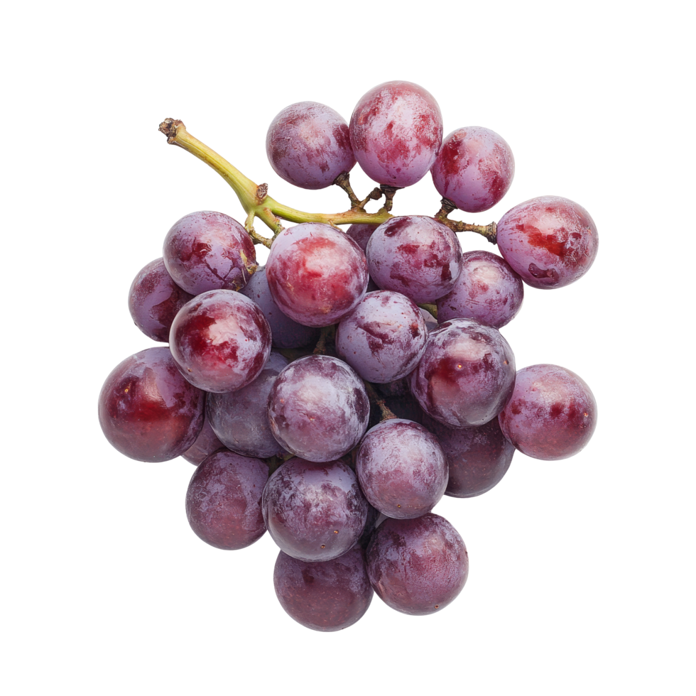 Freshly picked grapes arranged on a bright transparent background, showcasing their rich color and natural sheen, Grapes Isolated ontransparent background png