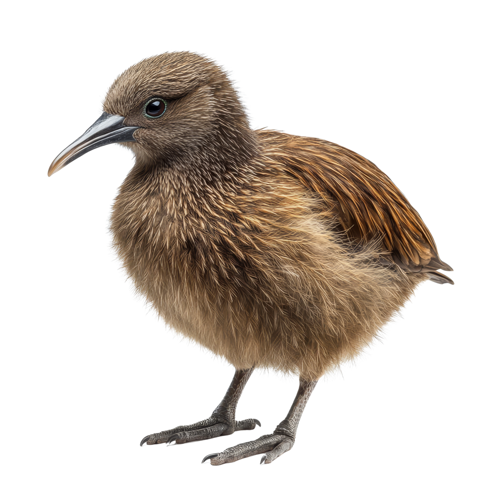A kiwi bird standing on a transparent background showcasing its unique features and fluffy texture, Red kiwi fruit isolated on transparent background png