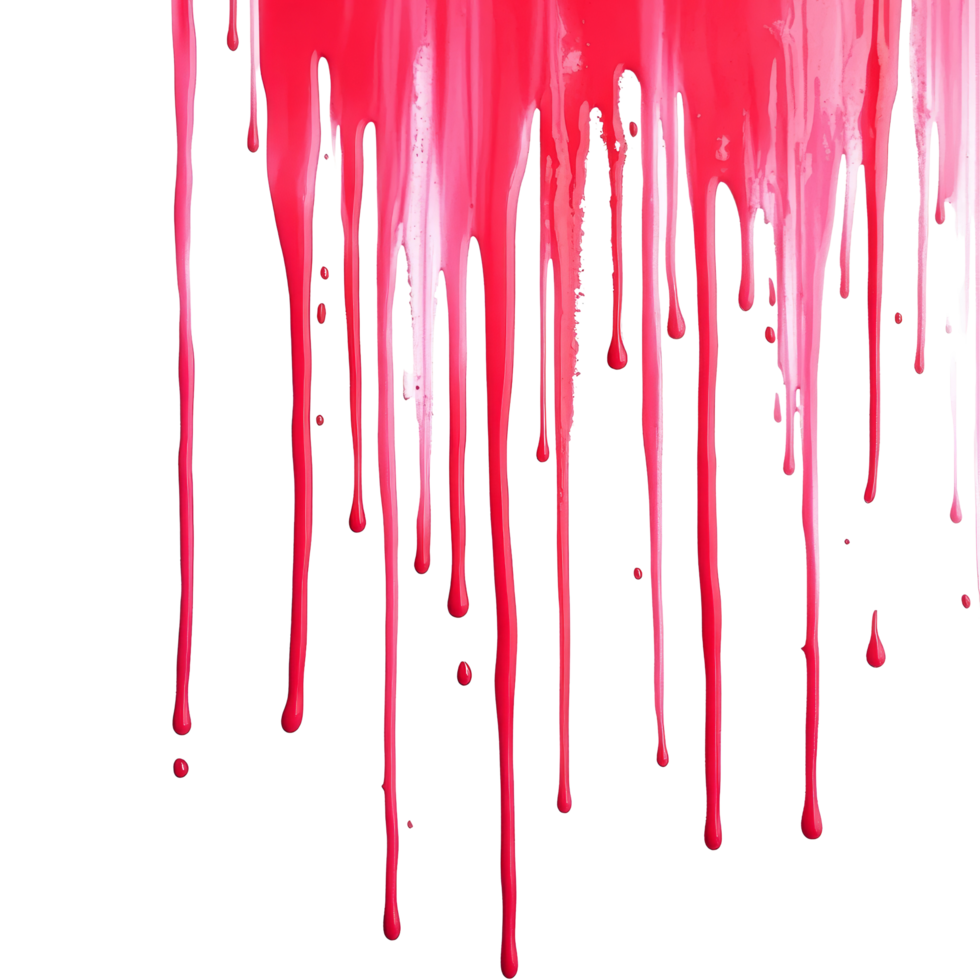Red paint dripping elegantly down a stark transparent surface, creating a striking contrast and vibrant composition, red paint dripping on transparent background png