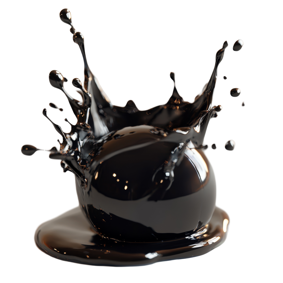 Oil splashes create a spherical formation upon impact with a smooth surface in a dynamic display of liquid motion, Oil splashing in sphere shape png