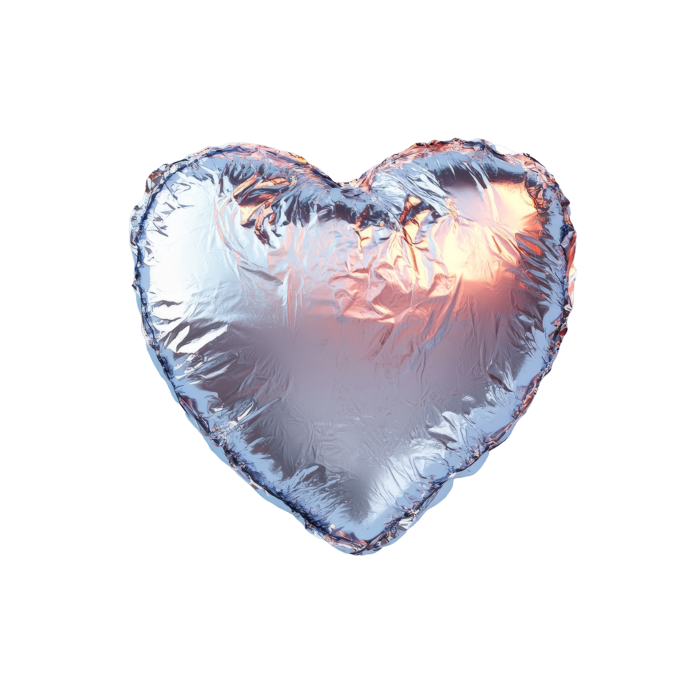 Shiny heartshaped foil wrapper displayed on a light background perfect for celebration decorations and packaging, Heart Shape Foil Wrapper png