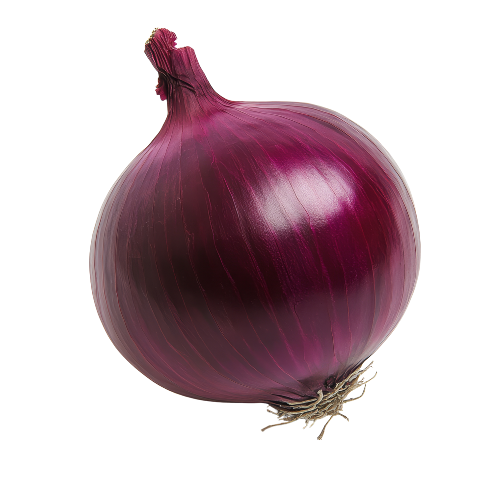 Fresh red onion on a clean transparent background showcasing its natural shine and rich color, Red onion on transparent background png