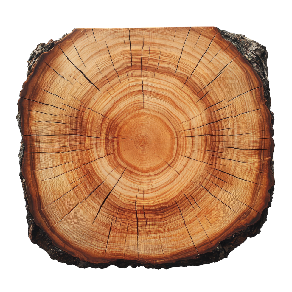 Beautiful tree trunk cross section cutting board showcasing natural wood grain and texture perfect for kitchen use, tree trunk cross section, A cutting board made of crosssectional wood. png