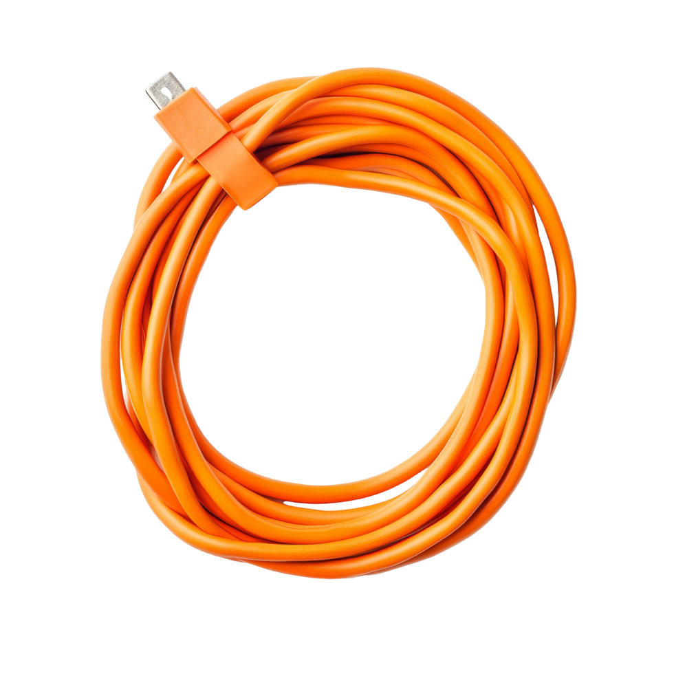 Isolated vibrant orange cable with connector laid on transparent background for tech and design projects, table calendar 2024 may isolated on transparent background png