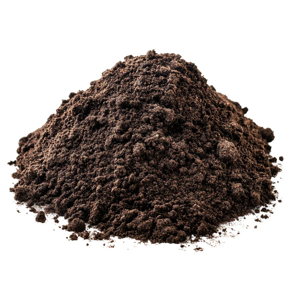 Isolated pile of rich, dark soil on a transparent background ideal for gardening and agricultural purposes, soil isolated on transparent background cutout png