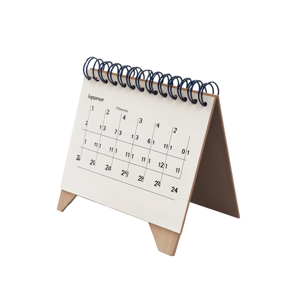 Table calendar for January isolated on a clean transparent background for effective time management, table calendar 2024 january isolated on transparent background png