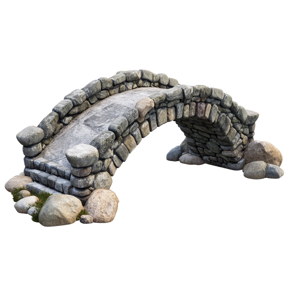 Astonishing stone old bridge with detailed craftsmanship against a clean transparent background, Stone Old Bridge on transparent background png