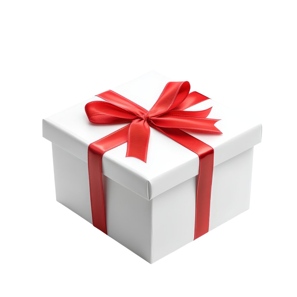 Elegant transparent gift box adorned with a red ribbon, perfect for special occasions or celebrations, Gift Box with Elegant Red Ribbon isolated on transparent background png