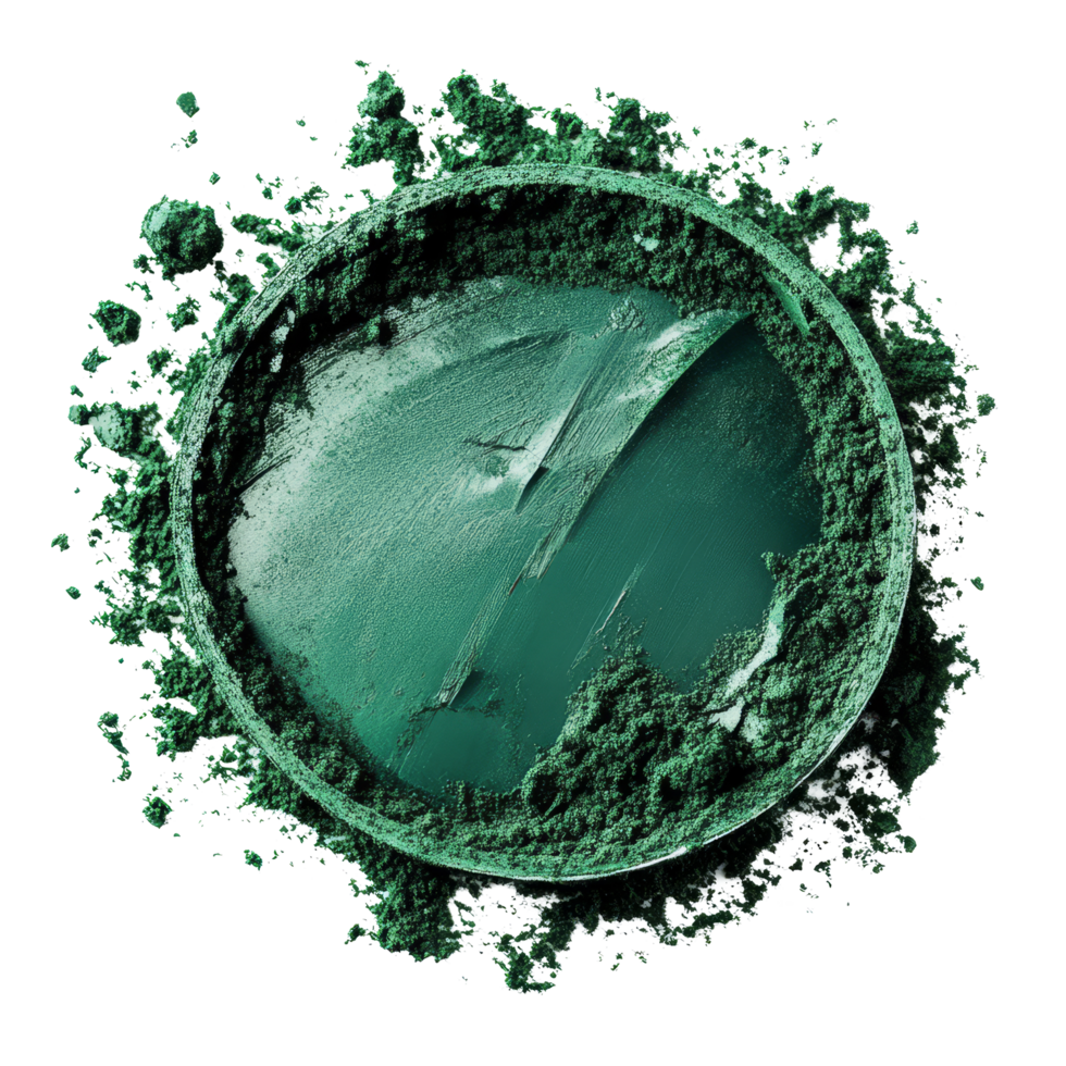 Vibrant green spirulina powder on a transparent background, illuminated by natural light, spirulina powder isolated on transparent background png