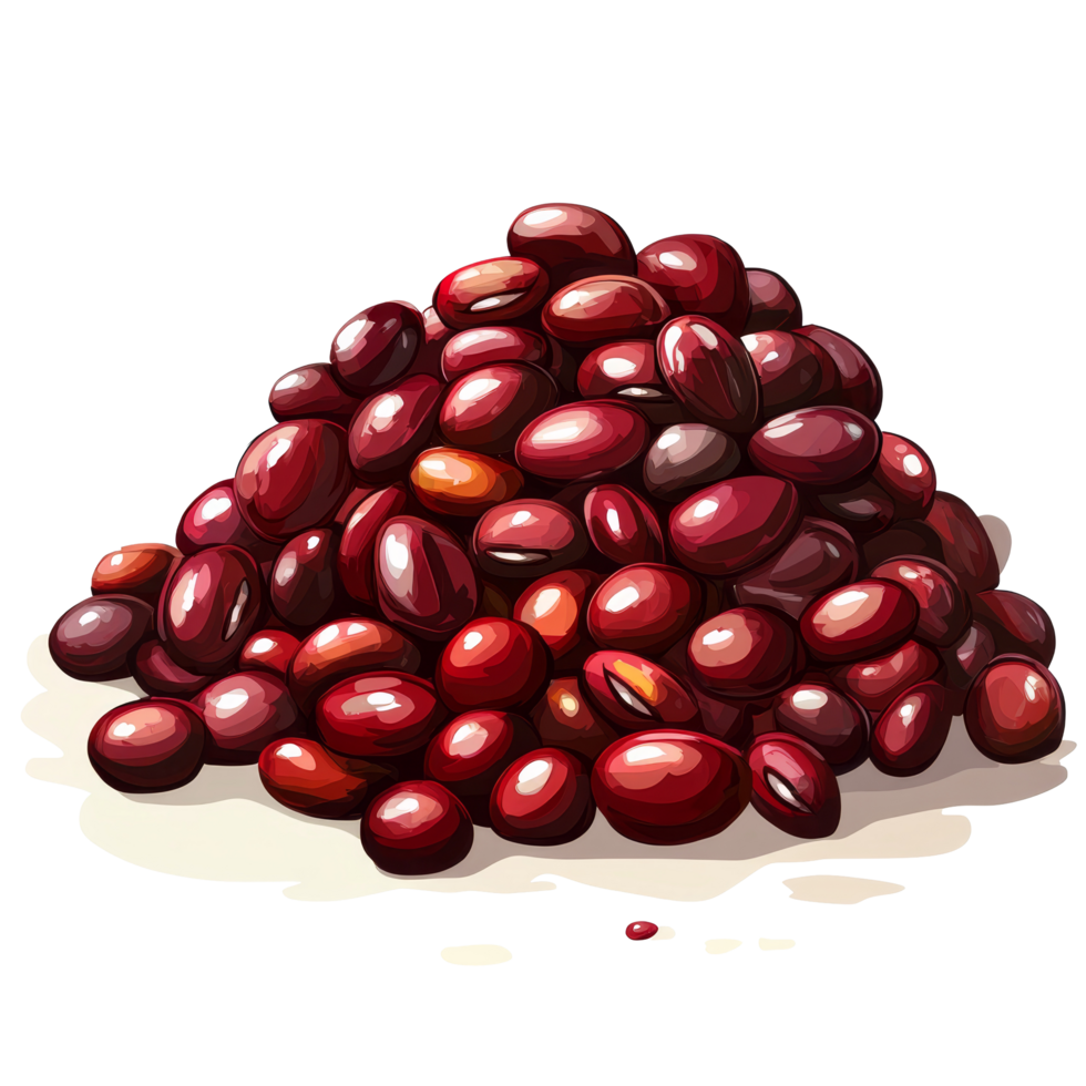 A heap of vibrant adzuki beans stacked together on a transparent background, illustrating their rich color and texture, Stacked adzuki beans isolated Stock Illustration png