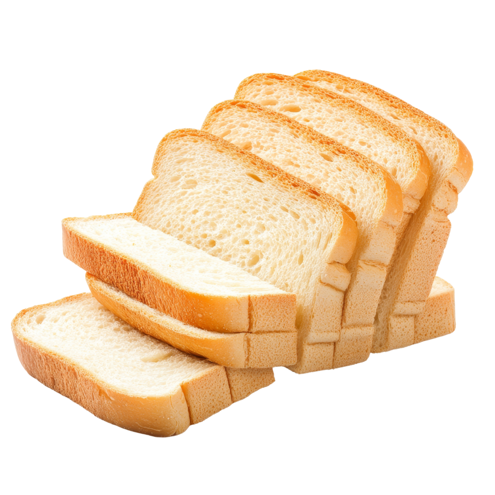 Freshly sliced bread displayed on a transparent background for culinary inspiration and food preparation ideas, sliced bread isolated on transparent background png