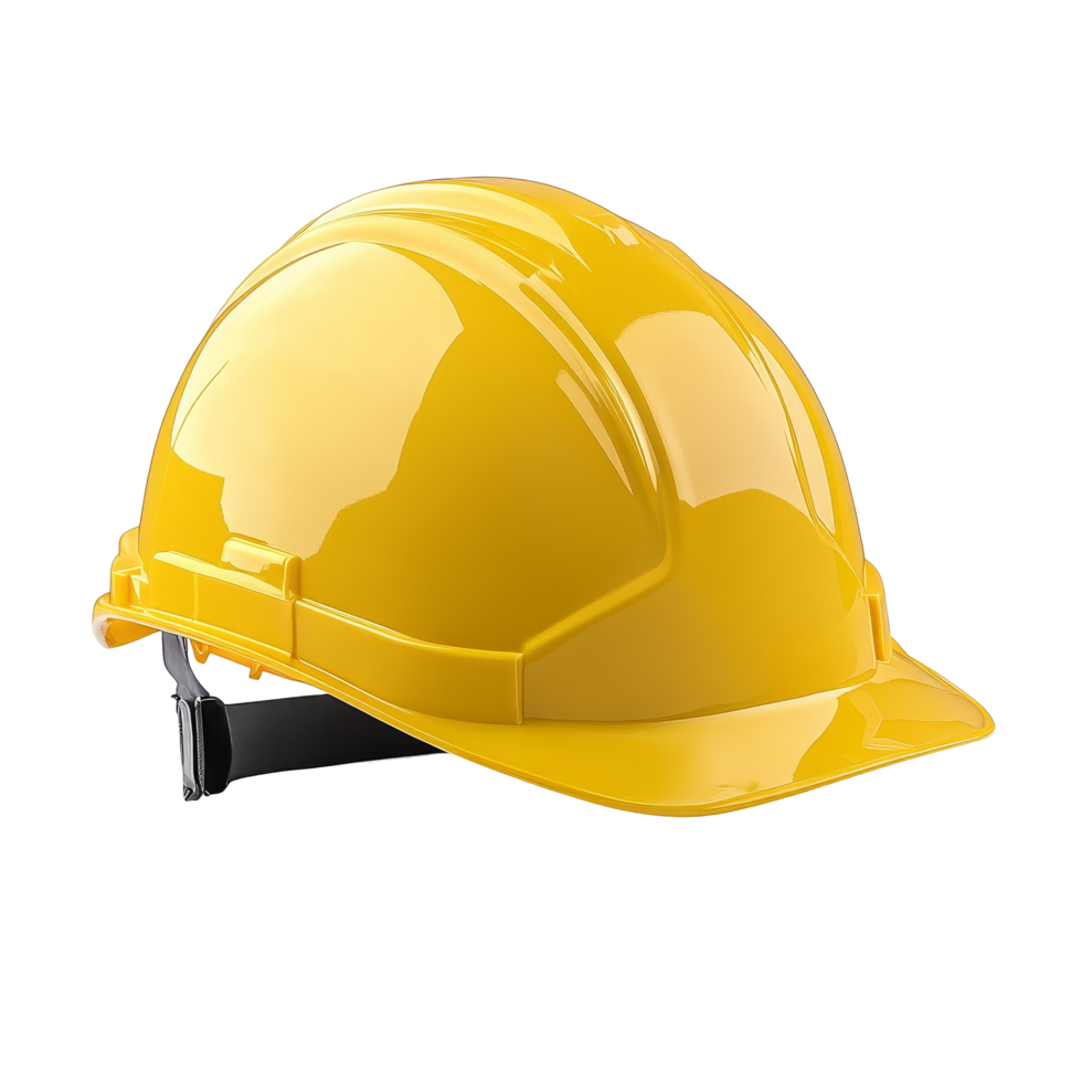 Bright yellow safety helmet isolated on a transparent background for construction and industrial use, Yellow safety helmet isolated png