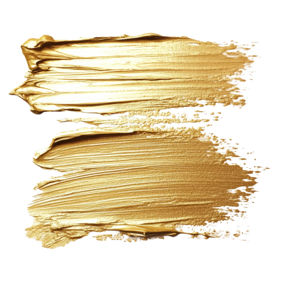 Golden paint strokes create a stunning visual effect against a clean transparent background, ideal for artistic inspiration, Golden Paint Strokes on transparent background png