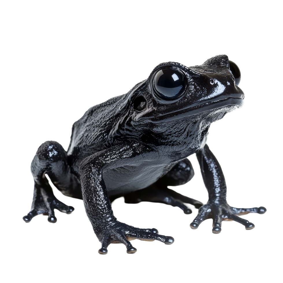 Black galingale frog perched on a transparent background highlighting its glossy features, Black Galingale isolated on transparent background png
