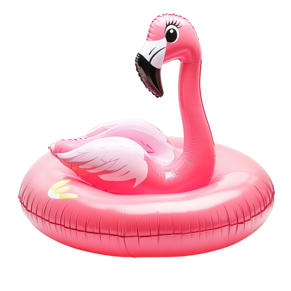 Colorful pink flamingo pool float against a transparent background for summer fun and relaxation, Pink Flamingo Pool Float On transparent background png
