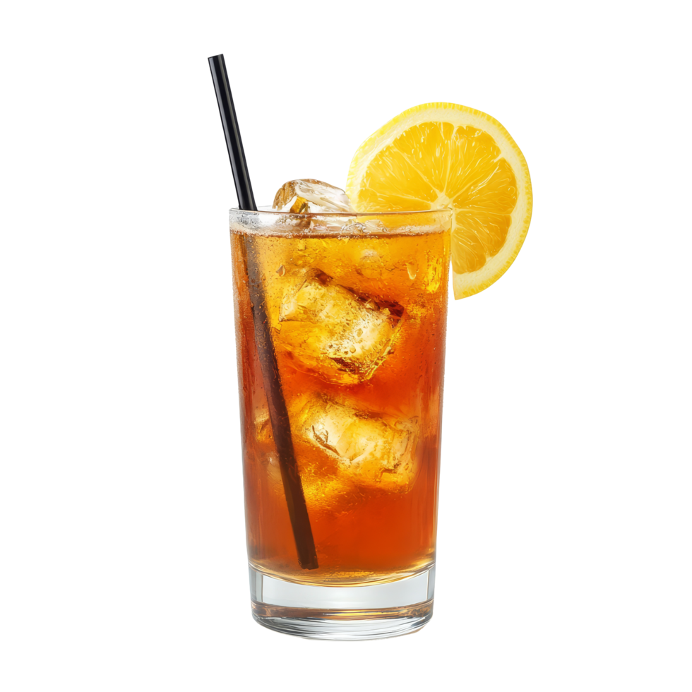 Refreshing boilermaker cocktail in a tall glass with ice and lemon slice, boilermaker cocktail isolated on transparent background png