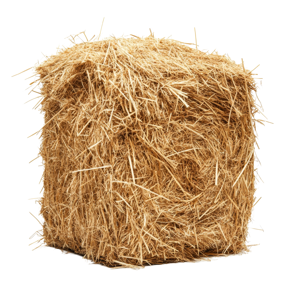 Square hay stack isolated on a clean transparent background perfect for agricultural and rustic themed designs, Hay Stack on transparent background png