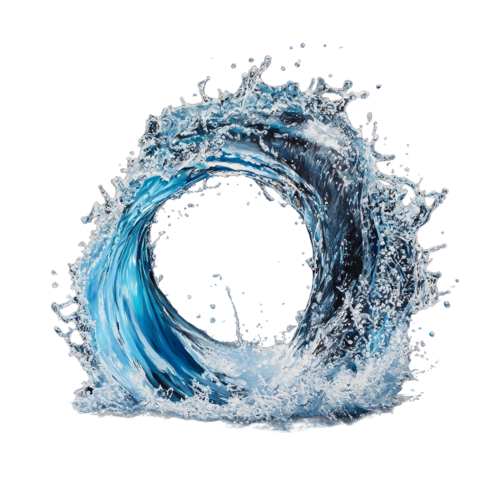 An artistic representation of a curved water splash in vibrant hues against a dark background, Curve water splash png