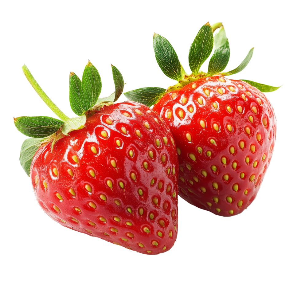 Freshly harvested strawberries isolated on a clean transparent background ready for use in desserts and smoothies, Strawberry fruit isolated png