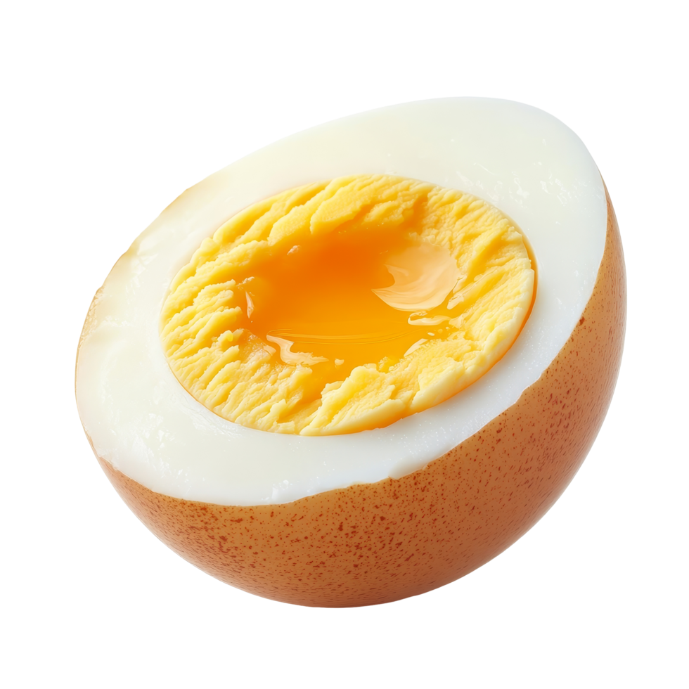 Isolated boiled egg showing perfectly cooked yolk and transparent on a clean transparent background, Boiled egg isolated on transparent background png