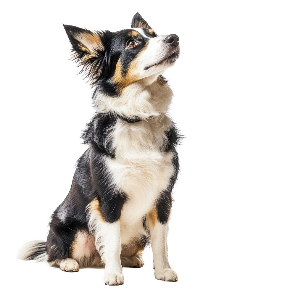 A playful dog sitting attentively against a clean transparent background, dog isolated on transparent background png
