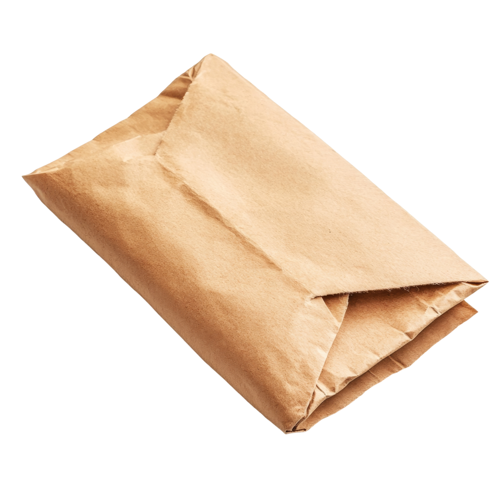 A closeup view of a folded paper packet resting on a clean transparent background in simple, everyday setting, paper packet on a transparent background png