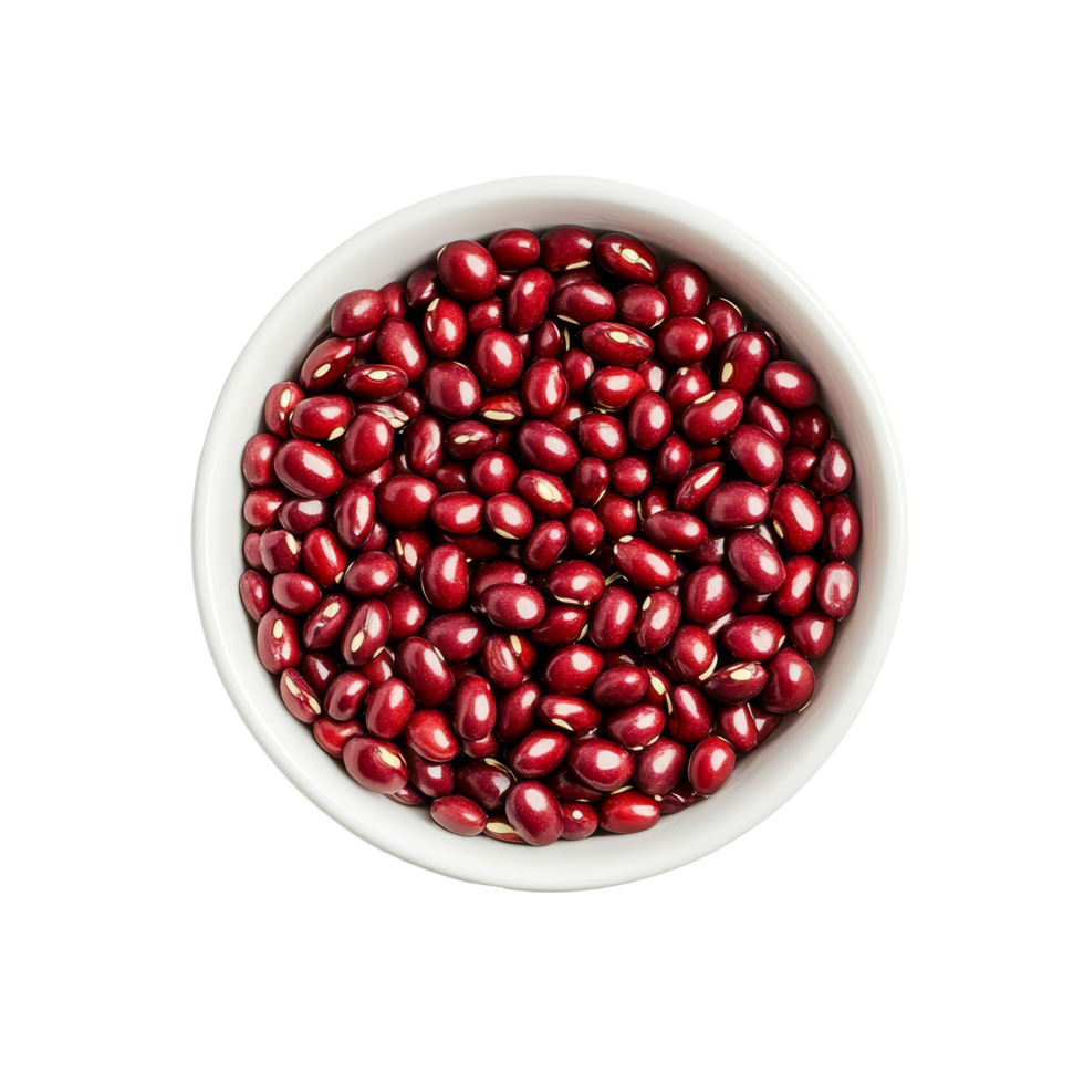 Azuki red beans in a transparent bowl on a pristine transparent background for culinary presentation, Azuki red bean in transparent bowl on transparent background png