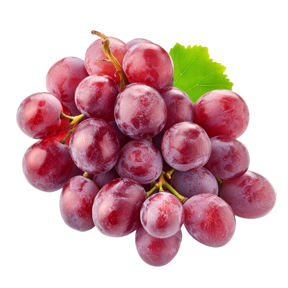 Fresh red grapes on a transparent background showcasing their vibrant color and ripe appearance, red grape isolated on transparent background png