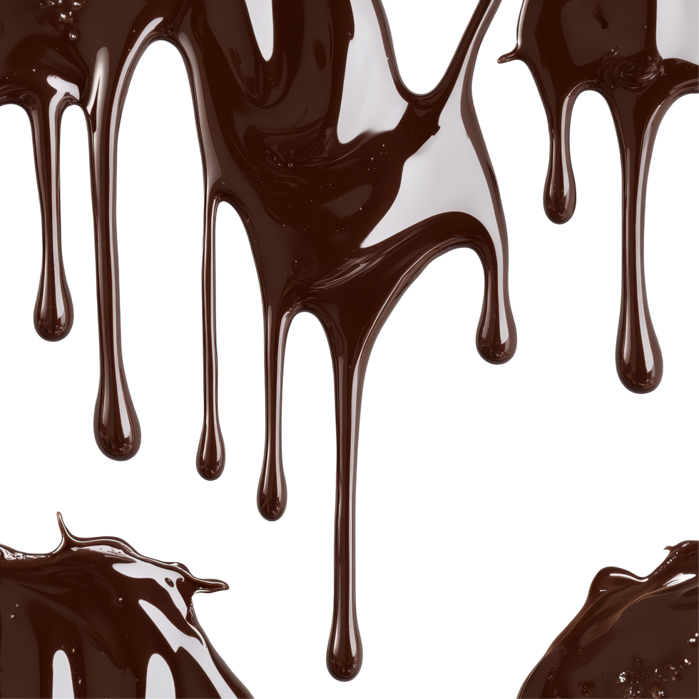 Rich velvety chocolate ganache dripping seamlessly on a transparent background for dessert design inspiration, Velvety Chocolate Ganache Cascade Seamless Dripping Effect on transparent background png