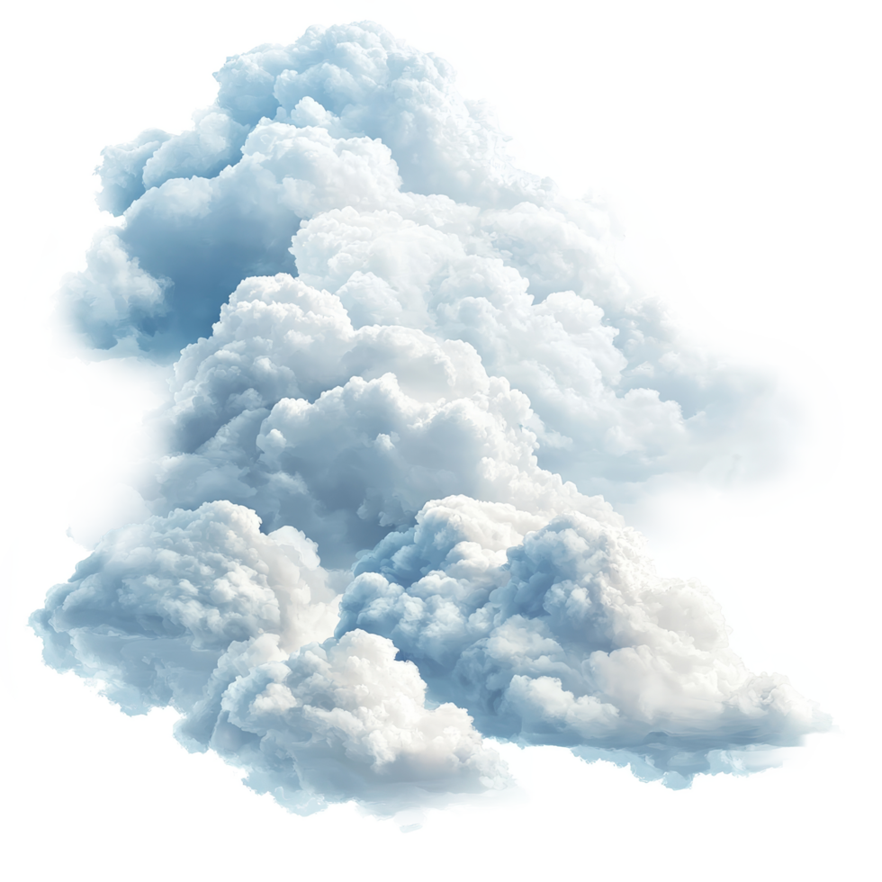 Fluffy isolated clouds against a bright transparent background creating a serene and tranquil atmosphere, transparent clouds isolated on transparent background png