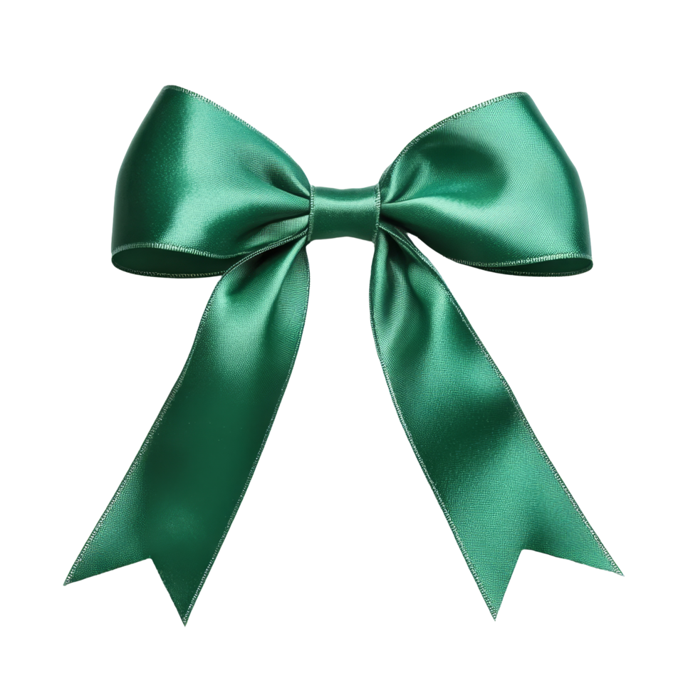 Elegant green ribbon bow isolated on a transparent background perfect for gifts and decorations at any event, green ribbon bow isolated on transparent background png