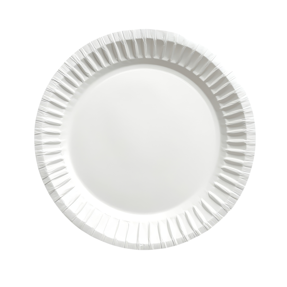 A plain transparent paper plate isolated on a clean transparent background for versatile use in various dining settings, transparent paper plate isolated on transparent background png
