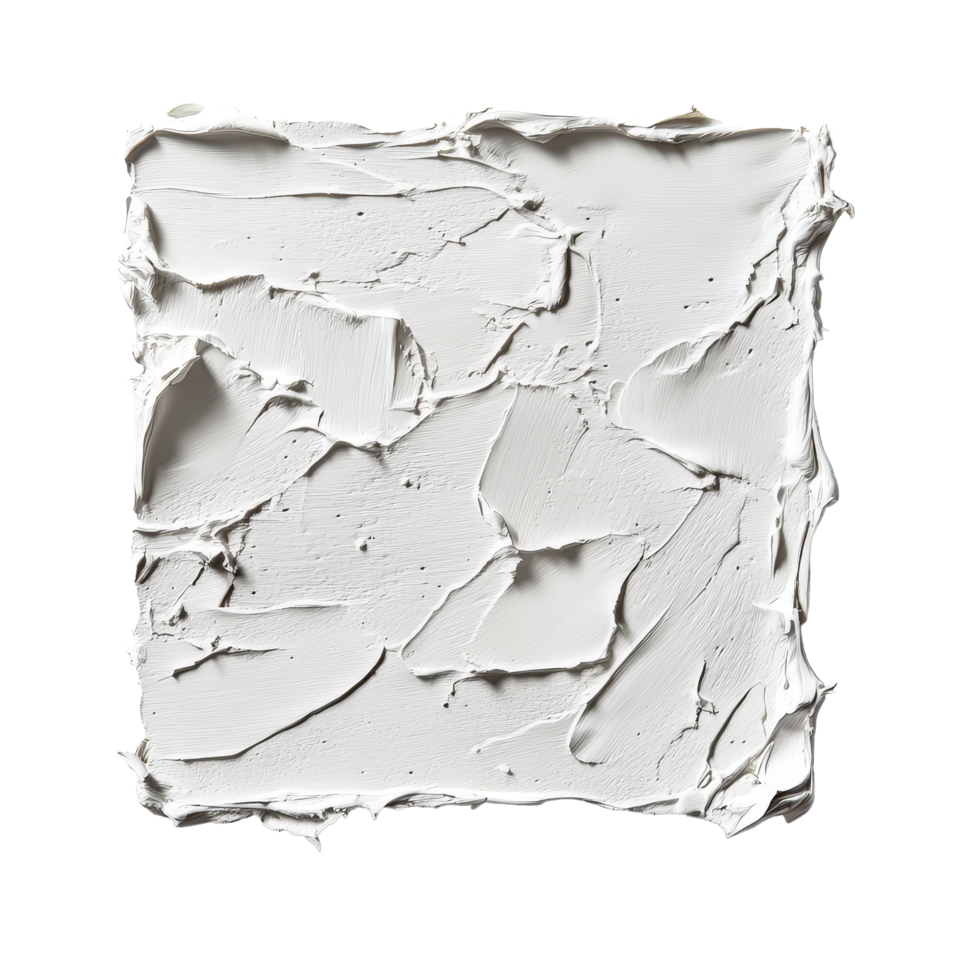 Textured transparent plaster square isolated against a plain transparent background for artistic and design purposes, typical plaster isolated on a transparent background png