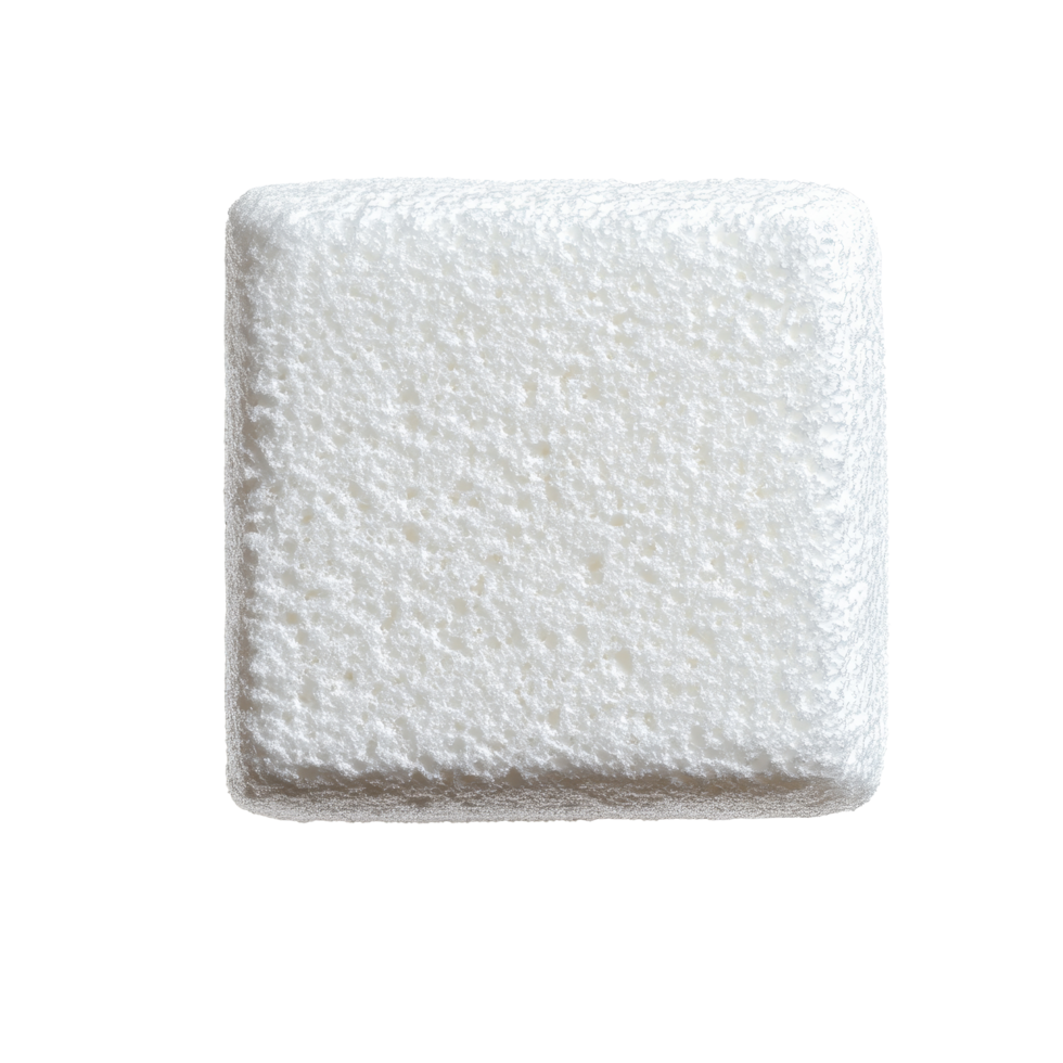 Simple transparent Styrofoam cube isolated on a clean transparent background for artistic and design applications, Styrofoam cube isolated on transparent backgroundfile , top view png