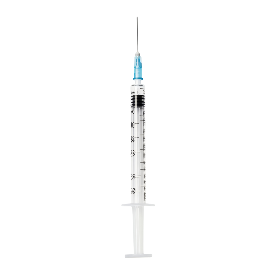Empty syringe for injection on a clean transparent background ready for medical use, empty syringe for injection on transparent background png